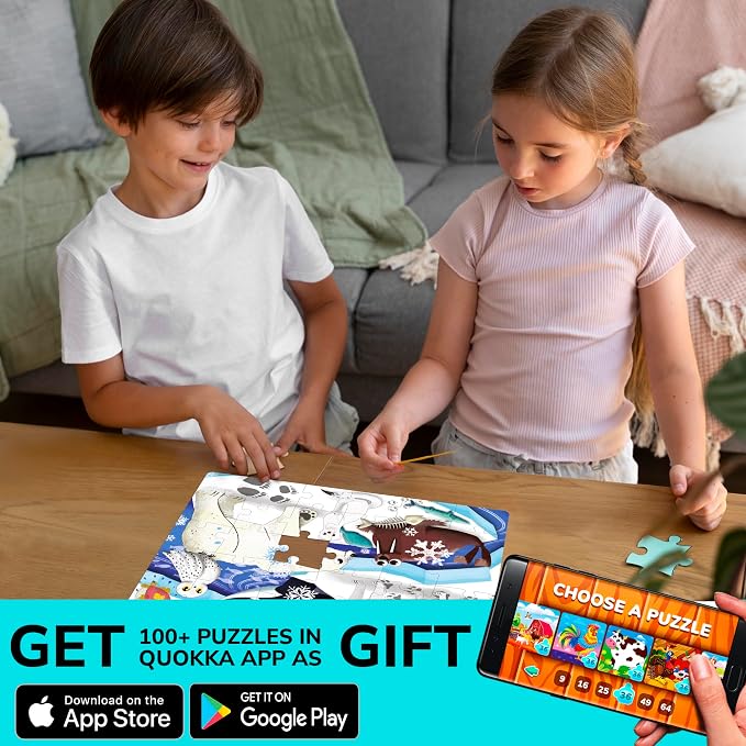 Puzzles for Kids Ages 4-6 - 4 x 60 Piece Jigsaw Puzzles for Toddlers 3-5 | Polar, Birds and Animals - Educational Kids Puzzles Ages 6-8 - Learning Gift Game for Children and Toddlers