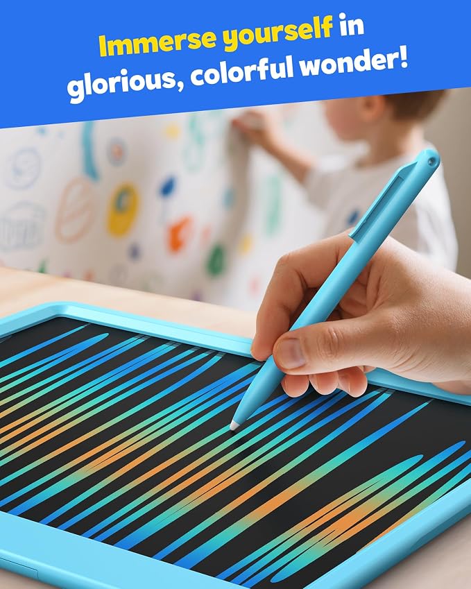 12 Inch LCD Writing Tablet for Kids, Coloring Drawing Pad, Mess Free Doodle Board, Airplane Travel Toys for Boys and Toddlers, Road Trip Essentials, Gifts for 3 4 5 6 7 8 Year Old Girls(Blue)