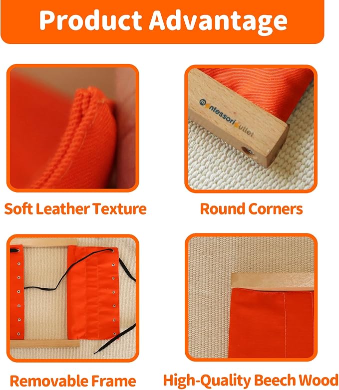 Lacing Frame | Practical Life Material for Toddlers & Preschoolers, Develop Fine Motor Skills & Independence (Ages 3-6)