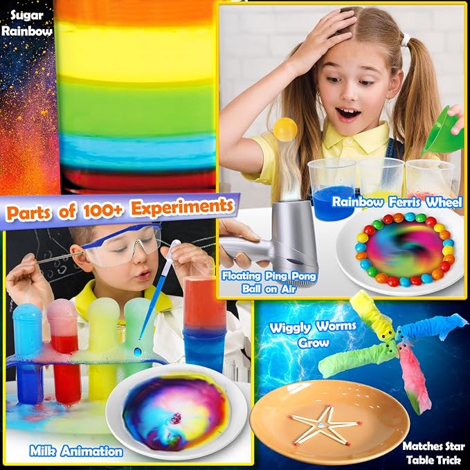 UNGLINGA 100+ Science Lab Experiments Kit for Kids | S.T.E.M Project Activities Educational Birthday Toys Gifts for Boys Girls, Chemistry Set, Gems Dig, Volcano, Glowing Worms