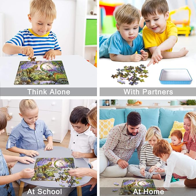 LELEMON Puzzles for Kids Ages 4-6,100 Piece Puzzles for Kids in Metal Box | Dinosaur Educational Kids Puzzles Jigsaw Puzzles,Children 100 Piece Puzzle Games Puzzle Toys for Girls and Boys