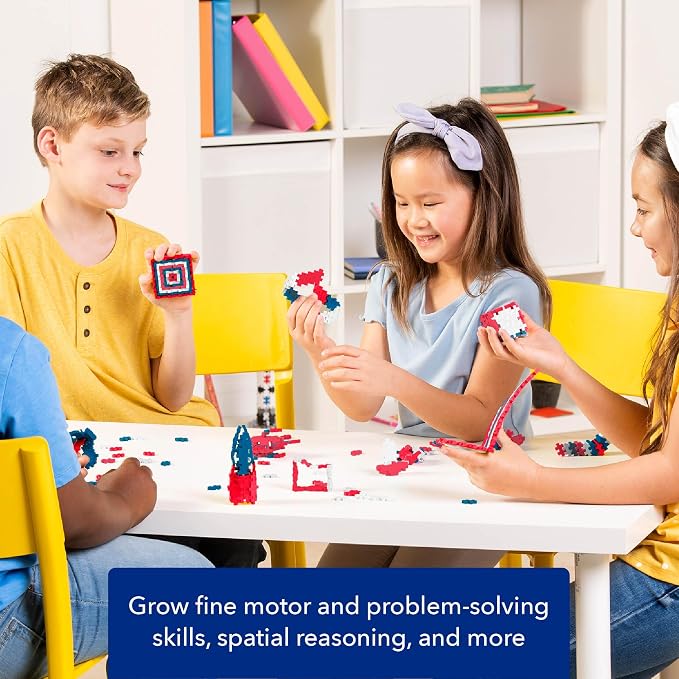 PLUS PLUS Patriotic Mix Tube - Mini Interlocking Building Blocks Set | Roadtrip Essentials for Kids, Sensory Bin Fillers, Math Manipulatives, Classroom Must Haves, Kids Airplane Activities