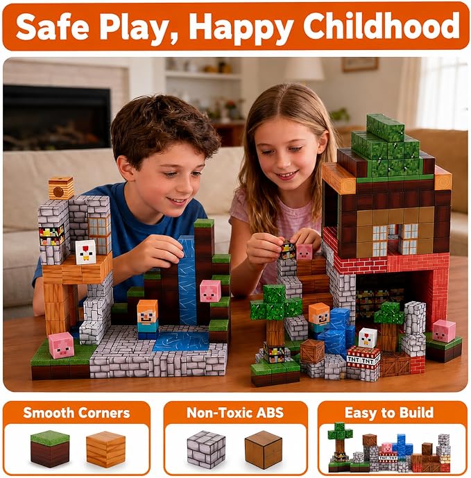 Magnetic Blocks for Kids Ages 3-8, 100PCS STEM Magnetic Building Cubes, Montessori Construction Toys for Boys Girls, Creative Educational Building Set, Birthday