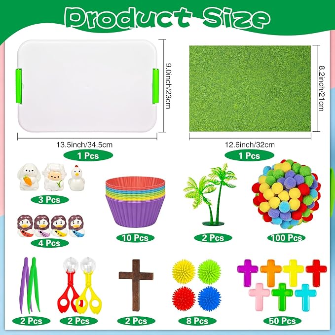 Cinrobiye 209 Pcs Christian Learning Activity Set, Bible Learning Activities with Cross, Faith Inspired Accessories for Sunday School, Church Classroom, Vacation Bible School, Christian Party Supplies