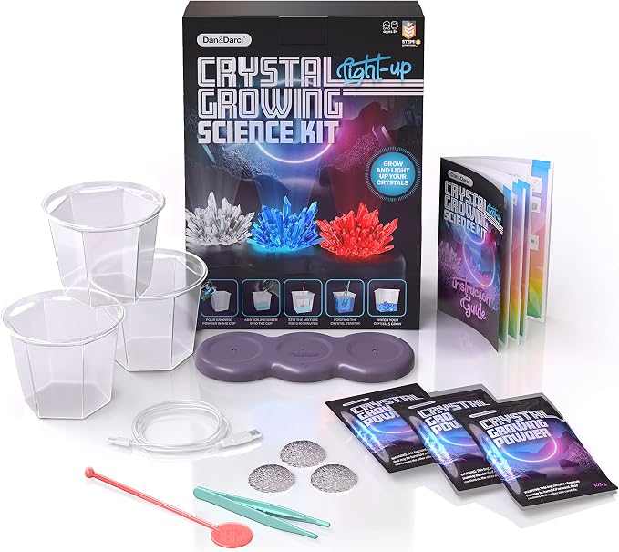 Light-up Crystal Growing Kit for Kids - Science Kits for Kids Age 8-12 - 6 7 8 9 10 Year Old Boy Birthday Gifts - Gifts for Girls - STEM Toys for 7 Year Old Boys, Experiment Crafts for Age 10-12 Years | 6 7 8 9 10 Year Old Boy Birthday Gifts - Gifts fo...