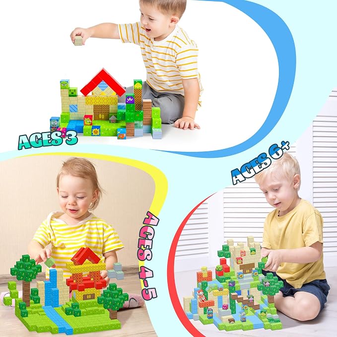 SKTMYY Magnetic Blocks-120pcs Game Magnetic Building Blocks for Kids Ages 4-8, STEM Sensory Magnet Blocks Cubes Toys for Toddlers Boys & Girls