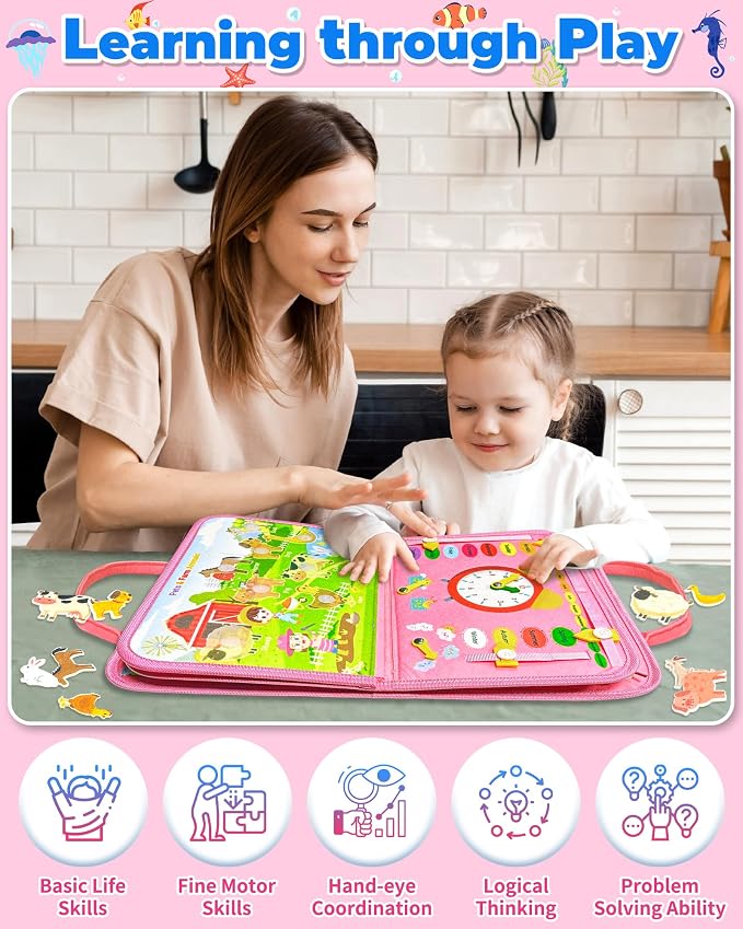 Busy Board Montessori Toys for Toddler Boy Birthday Gifts Busy Book | Sensory Toys, Airplane Car Travel Toy, Learning Educational Toys, Activity Book, Toddler Activities, Fine Motor Skills