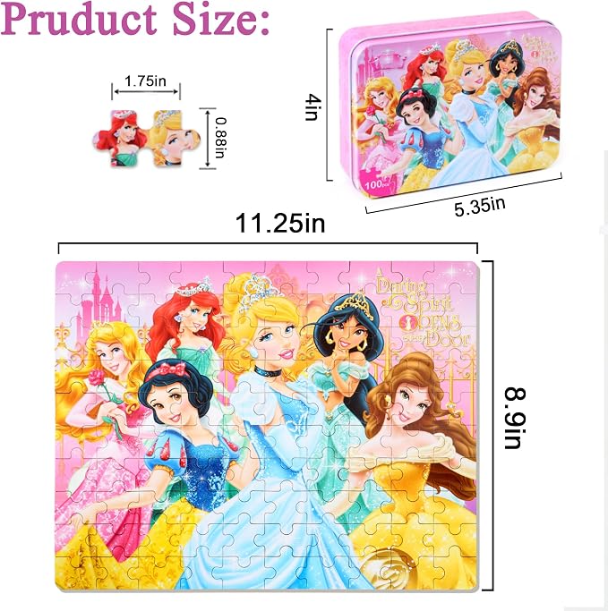Puzzles for Kids Ages 4-6,100 Piece Puzzles for Kids Ages 6-8 in Metal Box | Educational Learning Jigsaw Puzzles Puzzle Games for Boys and Girls