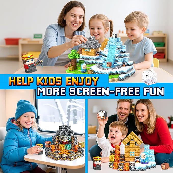 Magnetic Blocks - 200PCS 0.8“ Building Blocks STEM Toys for Boys Girls Kids | Sensory STEM Magnetic Toys for Kids, Mine Magnet World Craft Cubes Set, Birthday Gift for Boys Girls Ages 3-5 5-7 8-12