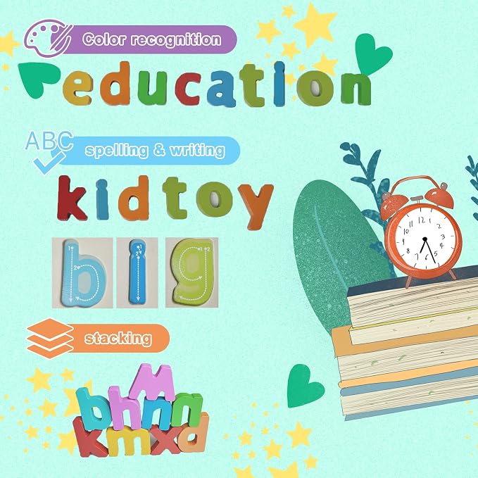Kairsya Alphabet Puzzle - montessori Wooden Puzzles for Toddlers 1-5 | abc Alphabet Puzzles Learning Toys for toddlers toddler learning toys Preschool Educational Gift for kids Lowercase Letter Puzzle