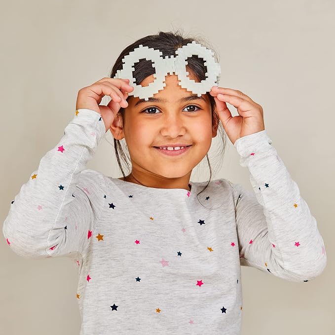 PLUS PLUS 240 Piece Glow Mix Tube & Baseplate - Waffle Blocks Stem Toy | Sensory Bin Fillers, Gifts for Boys & Girls, Classroom Must Haves, Christmas Stocking Stuffers for Kids, Math Manipulatives