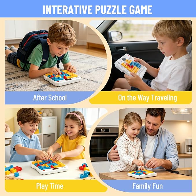 HAPRAY Super Blocks STEM Puzzle Game, Brain Teaser Toys for Kids & Teens | 1000+ Pattern Matching Game & Maze Challenge, Brain Teaser Toys for Kids & Teens, Parent-Child Interactive Travel Toy