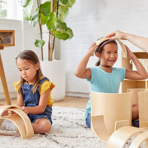 ECR4Kids Wooden Tunnels and Arches, Block Play, Natural, 10-Piece | Durable hardwood, GREENGUARD Gold Certified, 2 years +, 4 sizes, STEM learning & motor skill development, classroom/playroom
