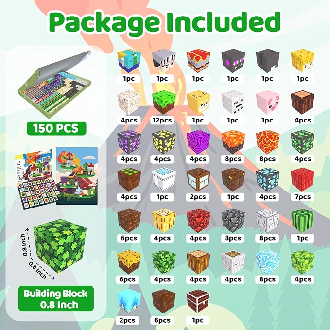 Magnetic Blocks, 150PCS Toys Building Cube Birthday Gifts for Kids | Magnetic Cubes, 0.8 iches Building Blocks, STEM Construction Toys Christmas Birthday Gifts for Kids Boys Girls