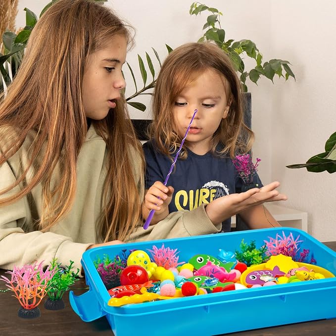 Cinrobiye 233 Pcs Fishing Theme Bin Fillers Set with Storage Box, Ocean Fish Activity Materials, Tropical Fish Cards and Accessories for Classroom Activities, Home Projects and Theme Displays