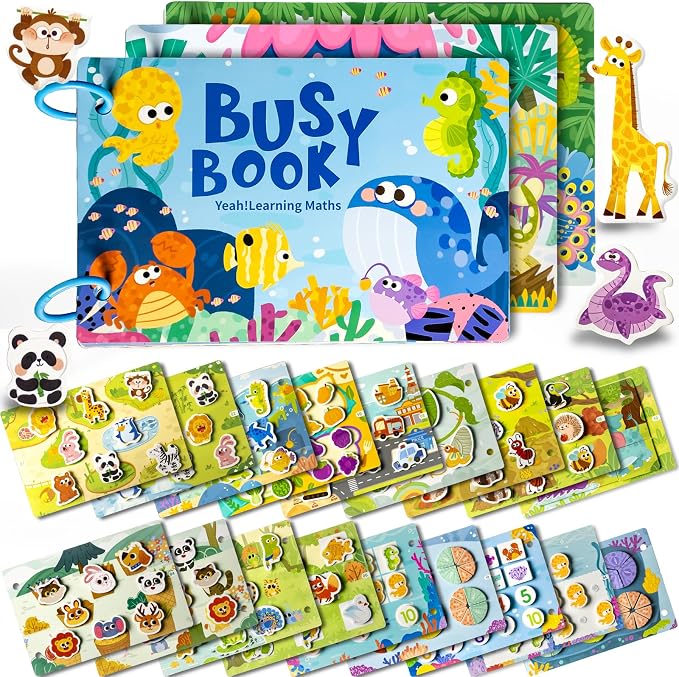 3 Pack Busy Books for Toddlers, Montessori Quiet Book, Preschool Learning Activities Educational Workbook, Sorting Matching Sticker Fixing, Gifts for Kids Age 3+ (Animal, Ocean, Dinosaur)