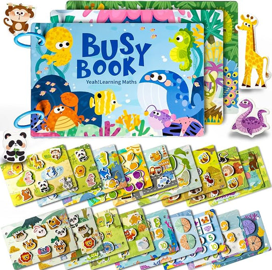 3 Pack Busy Books for Toddlers, Montessori Quiet Book, Preschool Learning Activities Educational Workbook, Sorting Matching Sticker Fixing, Gifts for Kids Age 3+ (Animal, Ocean, Dinosaur)
