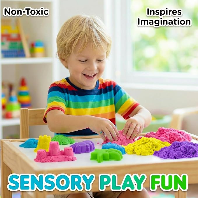 Carolart 10 Colors Cloud Sand, Stretch Sensory Sand Refill for Kids | Cloud clay sensory play set with 10 colors, sensory bin filler, sensory table refill and sand toys for kids ages 3+