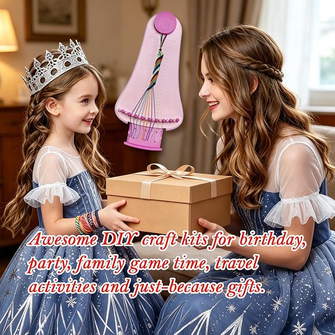 Friendship Bracelet Making Kit toys ,ages for 8 9 10 11 12 Year Old Girls, Kids Travel Activity Set,diy kit,Arts and Crafts Bracelets String Maker Kit ,Great Christmas Birthday Gifts (Purple-Pink)