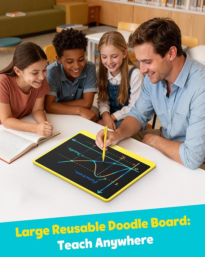 LCD Writing Tablet for Adults, Large Doodle Board, 16 Inch Colorful Drawing Tablet Writing Pad, Toddler Toys for 3 4 5 6 7 8 9 Year Old Girls Boys Teen, Birthday Gifts for Kids (Yellow)
