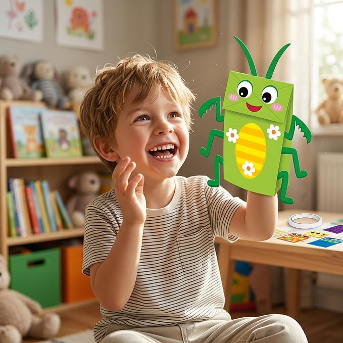 WATINC Hand Puppet Making Kit, Paper Sock Puppet Toys for Kids (Insects) | 9 Styles, Make Your Own Storytelling & Role Play Crafts, Creative Group Activity, Party Favors & Gifts for Kids Ages 4-8