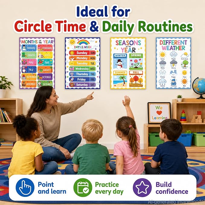 Days of the Week Poster for Kids 11x16 Kindergarten Posters for Homeschool