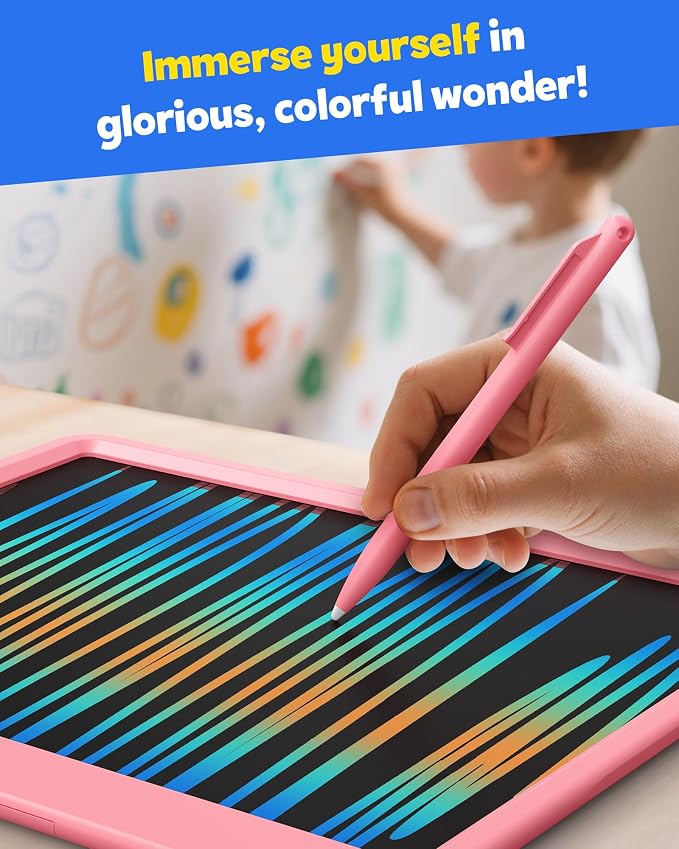 12 Inch LCD Writing Tablet for Kids, Coloring Drawing Pad, Mess Free Doodle Board, Airplane Travel Toys for Boys and Toddlers, Road Trip Essentials, Gifts for 3 4 5 6 7 8 Year Old Girls(Pink)