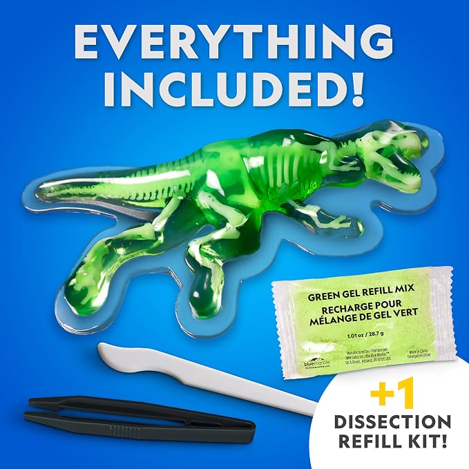 National Geographic Glow-in-the-Dark T. Rex Dissection Lab Kit for Kids | Synthetic Dinosaur, 9.5-Inch Glowing Skeleton Model, Refill Pack, Dinosaur Anatomy, STEM Activity, Birthday Gift