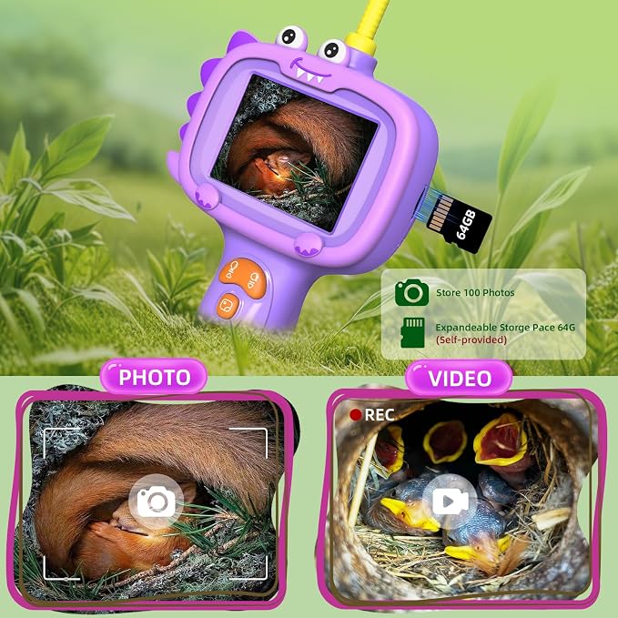 Daxiongmao Borescope Camera with Light for Kids | STEM Science Educational Toy for 3 4 5 6 7 8 9 10 Years Old Boys & Girls | Birthday Gift for Outdoor Adventures & Nature Discovery（Purple）