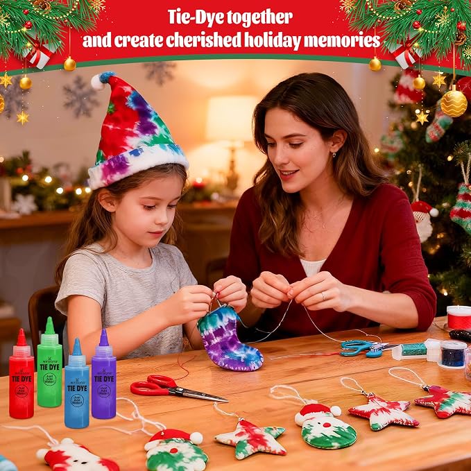 Tie Dye Kit 5 Colors Permanent Fabric Dye Art Set for Kids Adults for School, Homemade Party, Creative Groups Activities, DIY Gift | Just Add Water, Pre-Filled Dye Bottles, for School, Homemade Party, Creative Groups Activities, DIY Gift