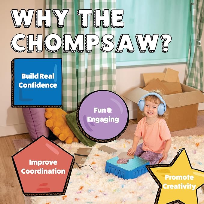 Chompshop ChompSaw Cardboard Cutter, Kid-Friendly Power Tool, Ages 5+ | No Sharp Blades, Screen-free Creative Play, 100-120V AC, Ready to Use and Award-Winning STEAM Toy