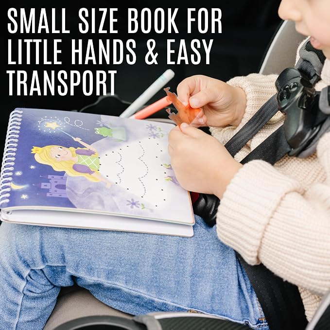 Totebook Dry Erase Activity Book for Kids - 18 Erasable Learning Games with Markers & Reusable Stickers, Travel Activities for Ages 4-6, Fits Case (Space Theme)