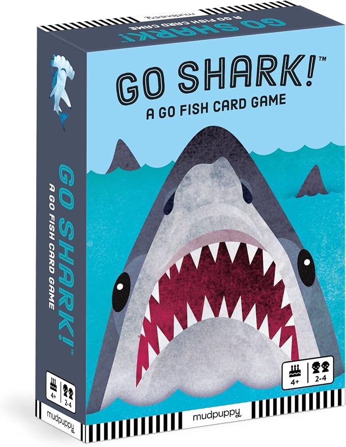 Mudpuppy - Go Shark! Card Games for Kids | Ages 4+, Kids Version of Go Fish, Ideal for 3-4 Players, Shark Themed, Family Fun, Screen-Free Play, Recycled Paper