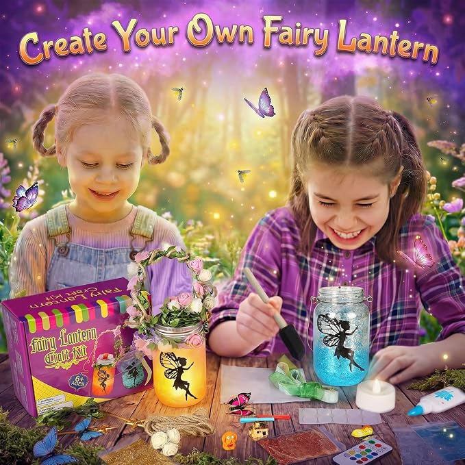 Alritz Fairy Lantern Craft Kit Mason Jar Night Light Ages 6+ | remote control night light, mason jar garden decor, DIY art ornaments, creative craft