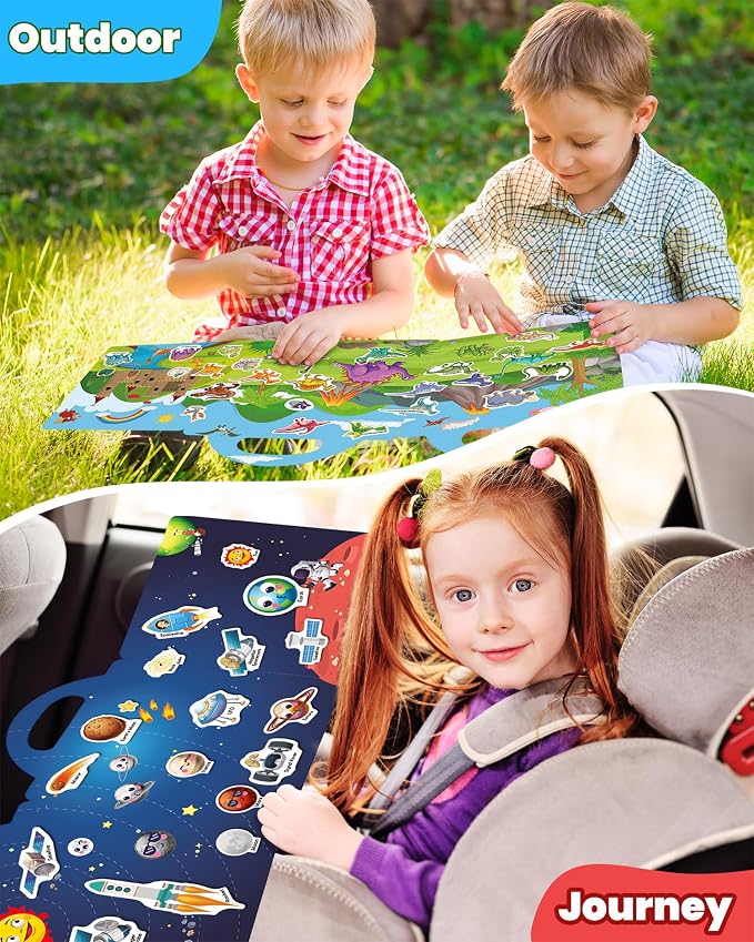 Walenced Reusable Sticker Book for Toddlers, Stickers for Kids, Toddler Toy | Toddler Craft Activities, Toddler Travel Toys, Boy Girl Birthday Gifts, Airplane Travel & Road Trip Essentials Kids