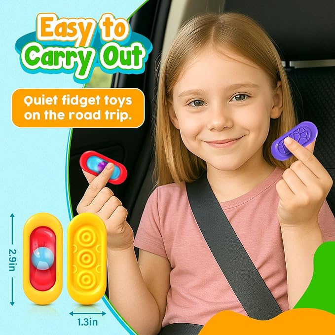 Sensory Marble Fidget Toys for Kids Autism 6 Park Quiet Classroom Fidgets | Gel Filled Autism Squeeze Sensory Toys ADHD, Silent Stress Fidgets Worry Stones for Student Classroom Prizes, Travel Gifts