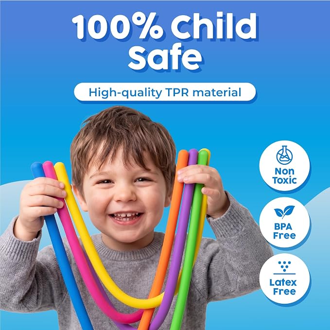 BUNMO Sensory Toys Stretchy Strings for Toddlers 3+ - Vibrant & Stretchy Fidget Toys for Kids - Hours of Fun for Kids - Non-Mouthable Toy 3+ - Glow 6 Pack