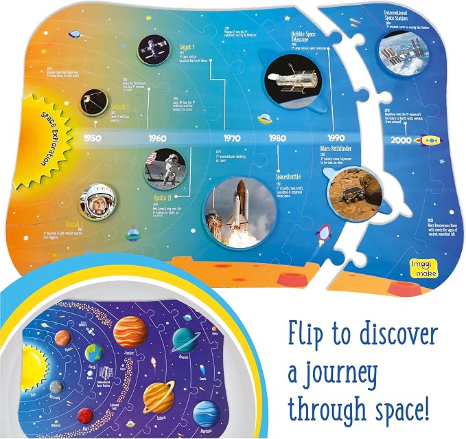 Imagimake Mapology - Solar System Jigsaw Puzzle for Kids Ages 4+ | Educational STEM Toy, 72 Space Facts, Learn About Space & Planets, Back to School Gift for Boys Ages 4,5,6,7,8 Years Old