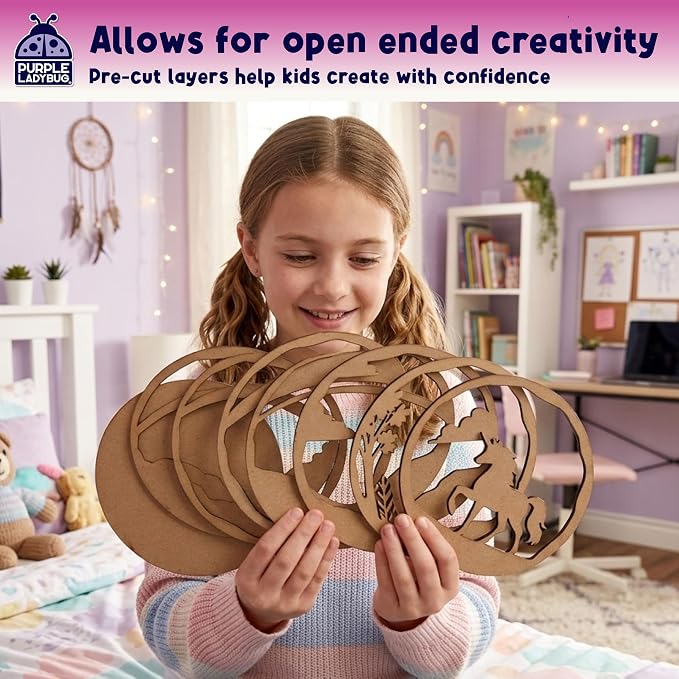 Unicorn 3D Painting Kit for Kids - DIY Wooden Painting Crafts for Kids, Unicorn Craft Set, 7 8 9 10 Year Old Girl Birthday Gifts, Girls Crafts Ages 6-8, Arts and Craft for Kid Ages 8-12