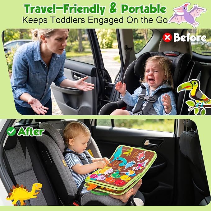 Busy Board Montessori Toys for 2 Year Old Boy Girl Birthday Gift Busy Book | Educational Learning Sensory Quiet Busy Book for Toddlers, Activity Books for Toddlers, Airplane Car Travel Toys for Ages 2-4