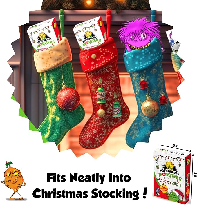 Kids Christmas Stocking Stuffers. Homebound Monsters Family Card Game,8-12 | Homebound Monsters Christmas Edition. Easy and fun strategic family card game. Small Stocking Stuffers for Kids 8-12 for two.