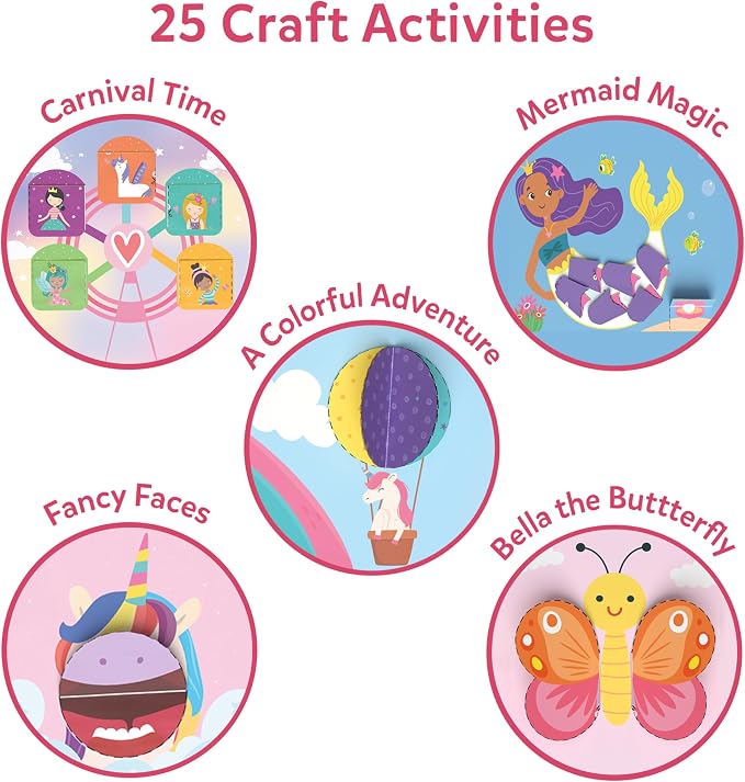 Skillmatics Snip Snip Unicorns & Princesses, Scissor Skills, Felt Craft Kit | Cutting Activity, Safety Scissors, Fine Motor Skills for Preschool, Screen-Free, Learning Toy, Girls & Boys Ages 3, 4, 5, 6