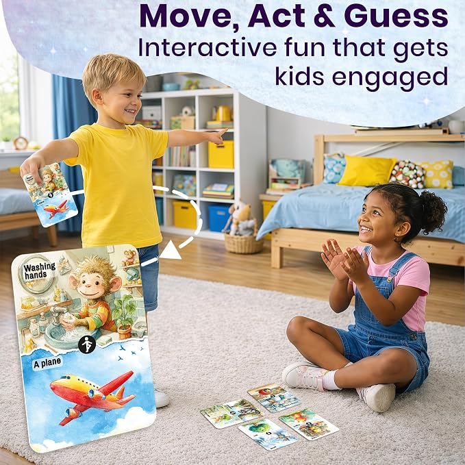 Quokka Charades Game for Kids Ages 4–8 and Family - Educational Card Game | 200 Act and Guess Active Tasks with Extra Twists - Fun Party Card Game for Childrens Ages 8-12 at Home, Classroom or Camping