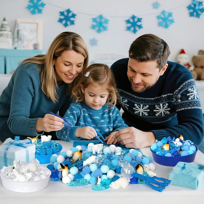 182 Pcs Arctic Animals Sensory Bin Items Winter Arctic Animals Counting Sorting Sensory Bin Filler Fine Motor Arctic Habitat Counts for Easter Day Spring Summer Counting Decor