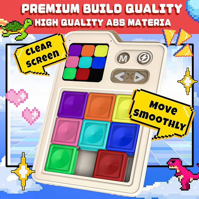 SMILESSKIDDO Kids Games Brain Teaser Slide Puzzle, with 1000+ Challenges | Original 3 Modes, Travel Toys Electronic Sliding Gifts for Boys & Adults, Fun Unblocking Logic Toy for Kid