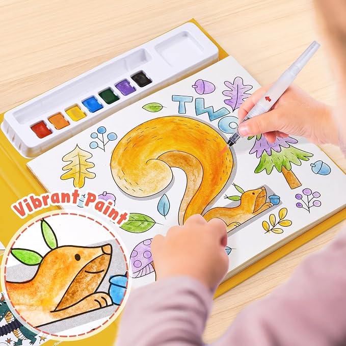 JoyCat Paint with Water Coloring Books for Toddlers (Numbers) | Watercolor Painting Set for Kids Ages 3-5 & 4-8, Arts & Crafts Drawing Activity Travel Toy, Birthday Gifts for Boys & Girls