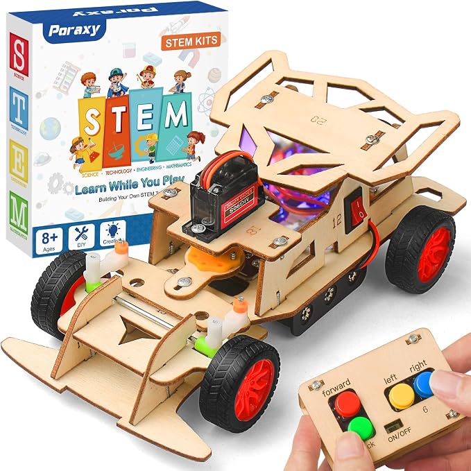 STEM Kits for Kids 8-10, STEM Toys for Boys Ages 8-13, Remote Control Car, Wooden 3D Puzzles Science Kits 8-12 Projects Building Model, Birthday Gifts for 9 11 14 Year Old Teen Boys Girls