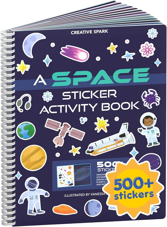 Cupkin Outer Space Coloring & Sticker Activity Book | 500+ Stickers | Spiral-bound kids craft format with 12 scenes, 12 art pages, side-by-side viewing, and an easy-peel design for ages 2–8