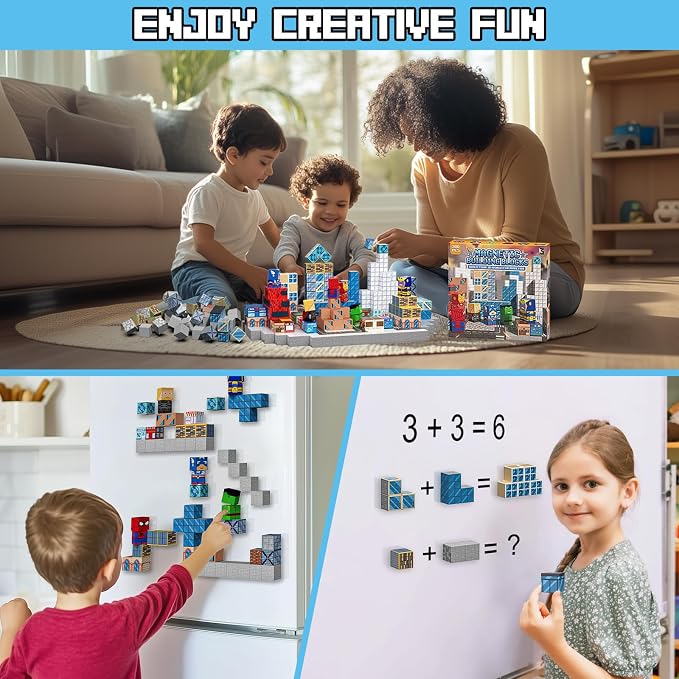 Growsland Magnetic Blocks - 200PCS Magnets Cubes | Magnetic Building Blocks STEM Montessori Sensory Toys for 3 4 5 6 7 8-13 Year Old Boys Girls Birthday for Kids