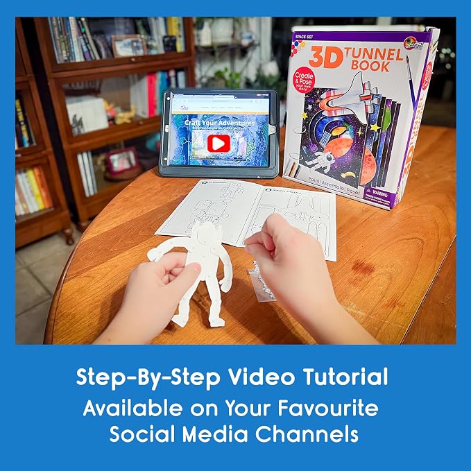 EyeConnect Crafts Ocean 3D Tunnel Book – Hands-on Stationery Craft Kit | Build, paint, create a unique pop-in book with 12 posable animals! Screen-free STEAM activity, gift. No tools/glue needed, 8+